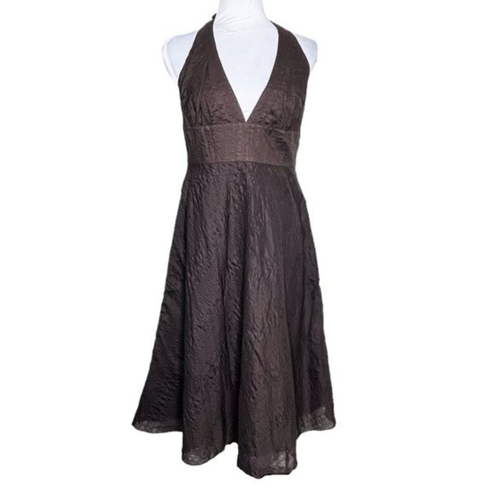 J crew cotton halter dress chocolate brown ptp 18”